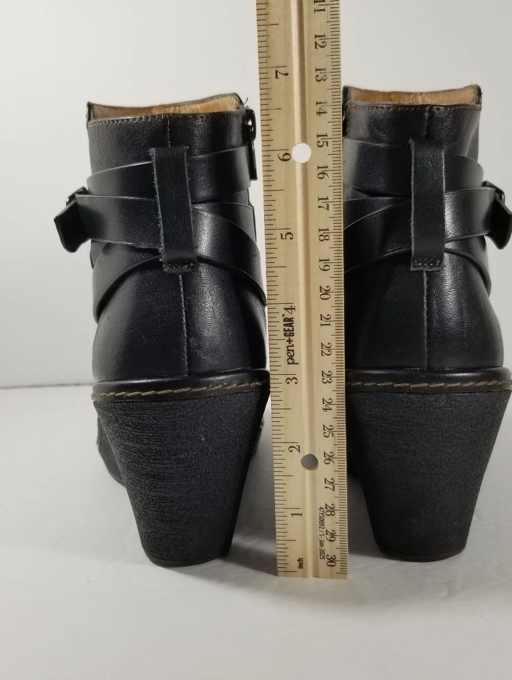 Sofft Caralee Wedge Leather Bootie Women's 7M Black Boots Side Zip
